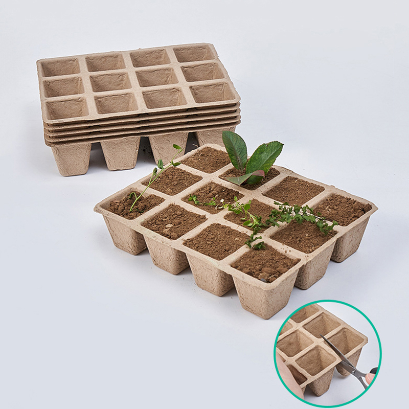 Seed Starter Tray - 5 шт., 12 отверстий, биоразлагаемый травяной