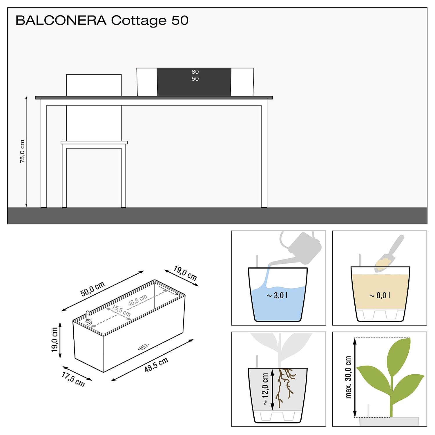 BALCONERA Cottage 50 Mocha, са – обзор и цена Self Watering Planter